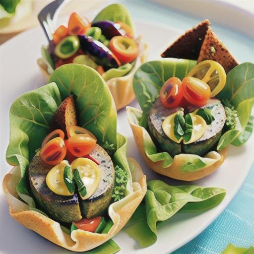Herb-crusted fish in lettuce cups with aioli