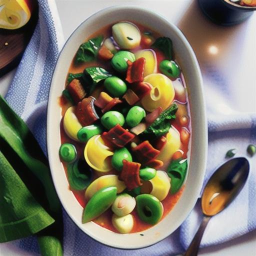 Pasta soup with beans and greens recipe