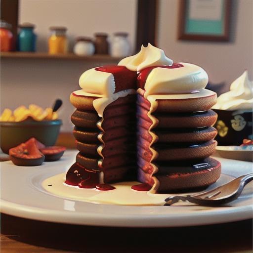 Red Velvet Pancakes with Cream Cheese Glaze
