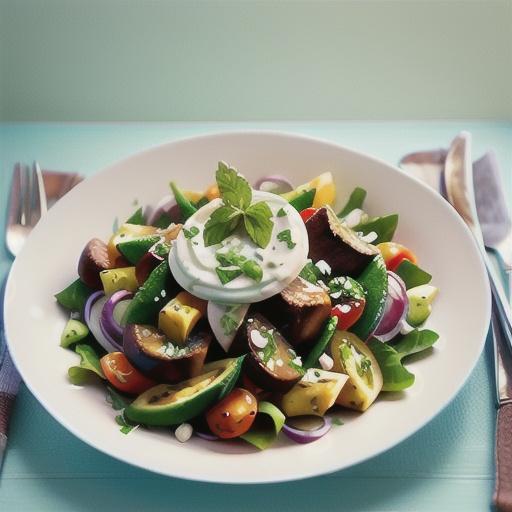 Lamb salad with tzatziki