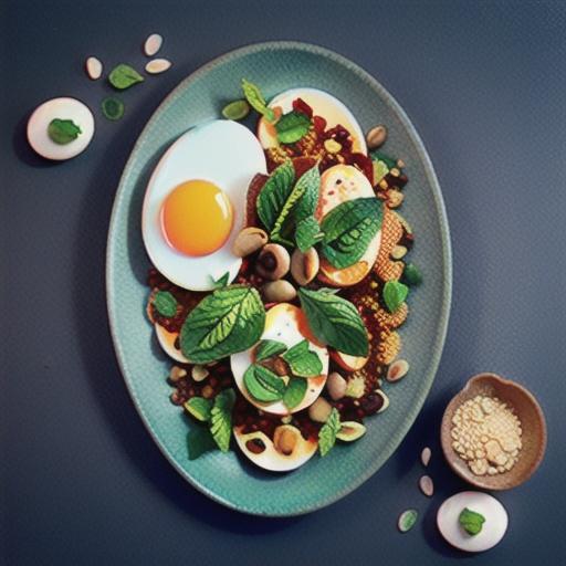 Eggs with lentils and spiced mint