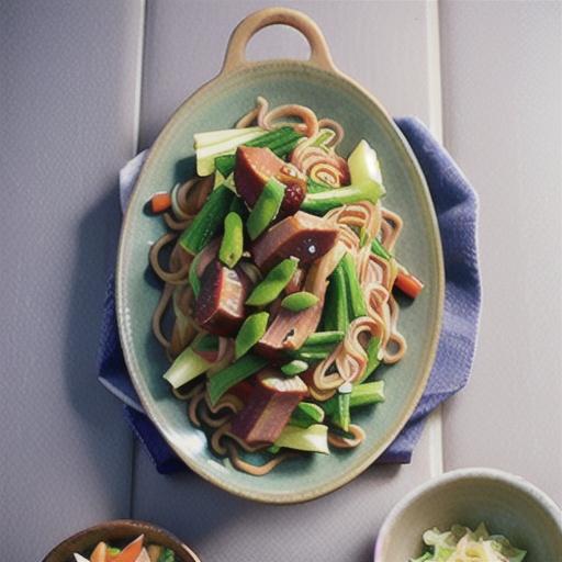 Sweet and Spicy Pork and Napa Cabbage Stir-Fry with Spicy Noodles