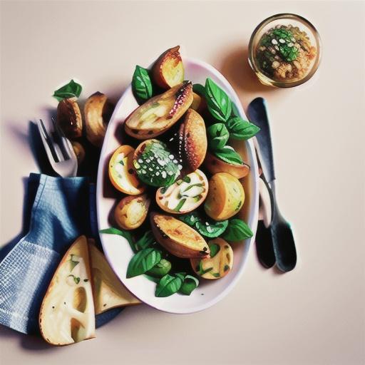 Crunchy-crumb basil chicken kiev with roast potato salad