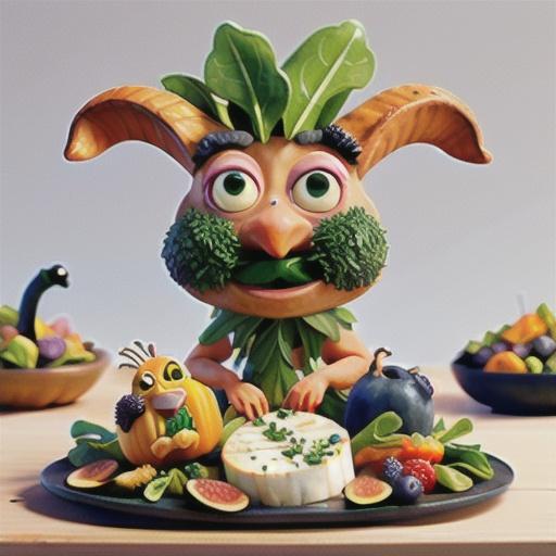 Goat’s cheese and fig-stuffed chicken with rocket, blueberry and pumpkin salad