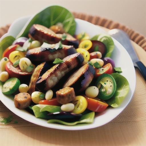 Barbecued Italian sausage and bean salad