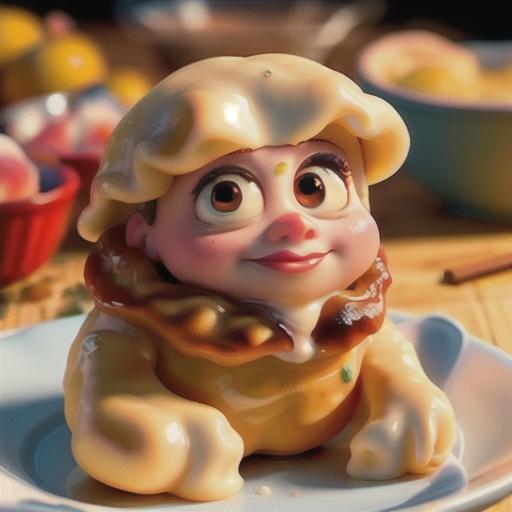 Fresh Peach Dumplings Served with Hard Sauce