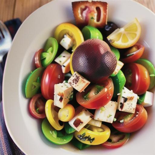 Tomato, feta & pita salad