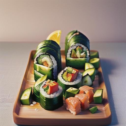 Salmon and cucumber sushi