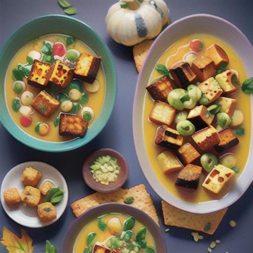 Pumpkin soup with haloumi bites and garlic croutons recipe