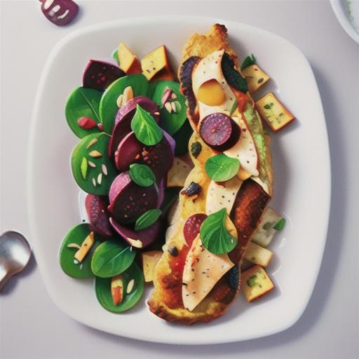 LSA chicken with beetroot and silverbeet