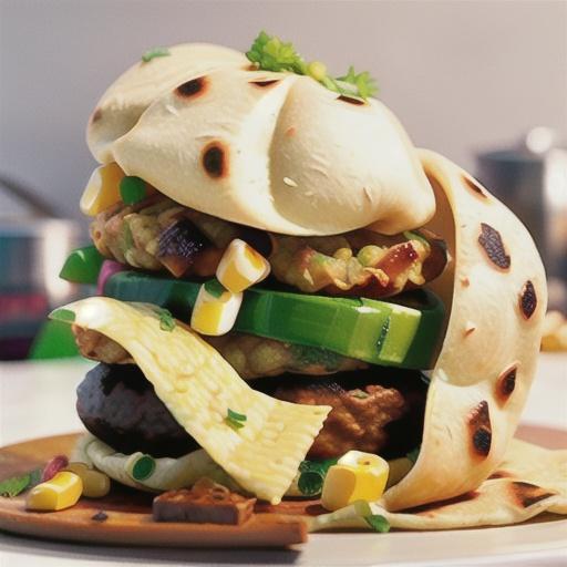 Mexican beef and corn rissoles with tortillas