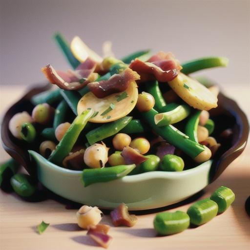 Green bean, pancetta and chickpea salad