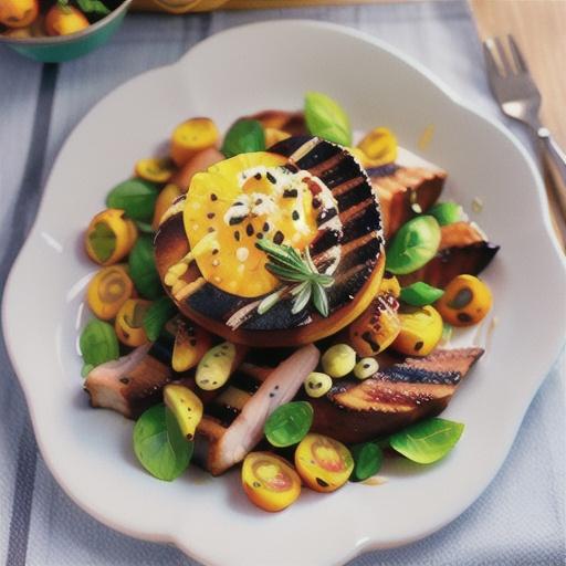 Citrus and rosemary pork with barbecued pumpkin