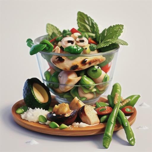 Chilli mint chicken with avocado and snow pea sprouts