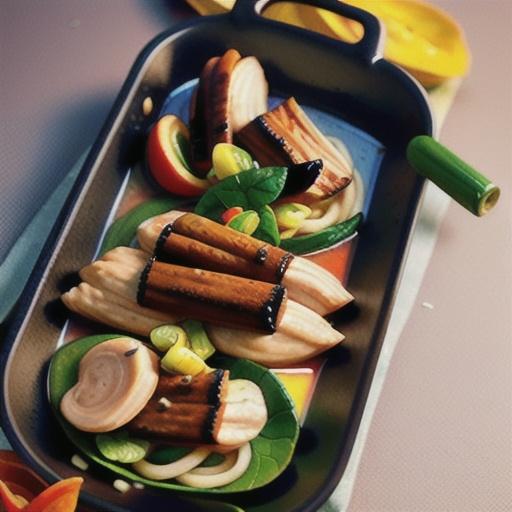Cinnamon chicken with noodle salad