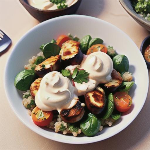 Kale and quinoa tabouli with paprika chicken