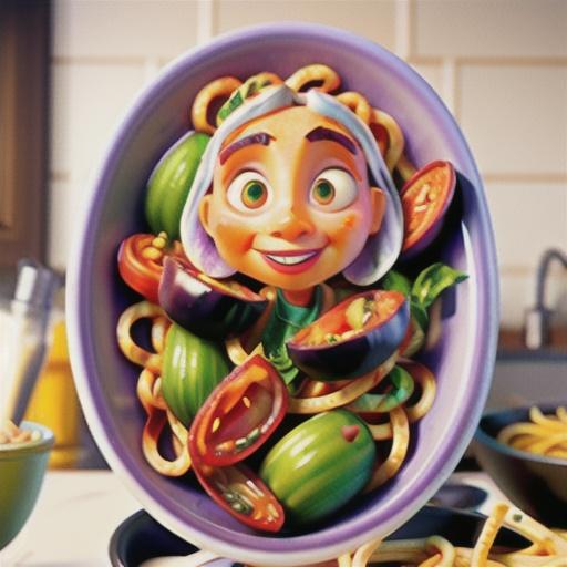 Chunky tomato, eggplant and chorizo linguine