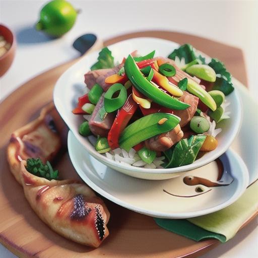 Pork stir-fry with greens and makrut lime flavoured rice recipes