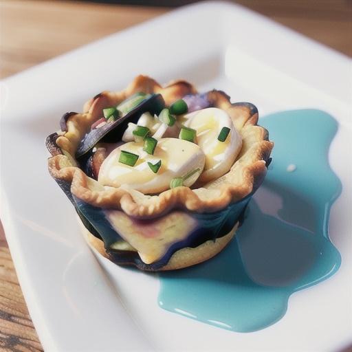 Smoked mussel, bacon & brie tarts