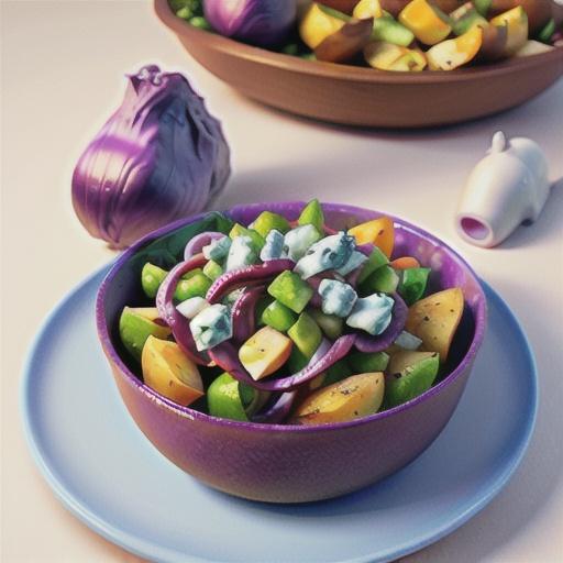 Potato, red cabbage and blue cheese salad recipe