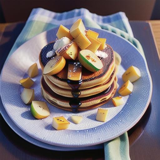 Ricotta pancakes with maple-glazed apples
