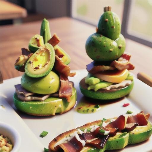 Avocado toast with maple-glazed bacon