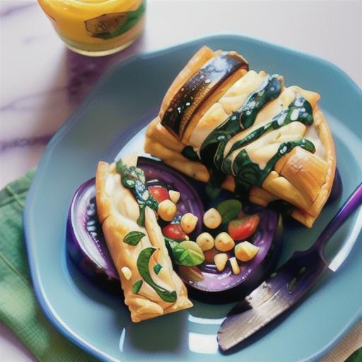 Eggplant, spinach and feta strudel