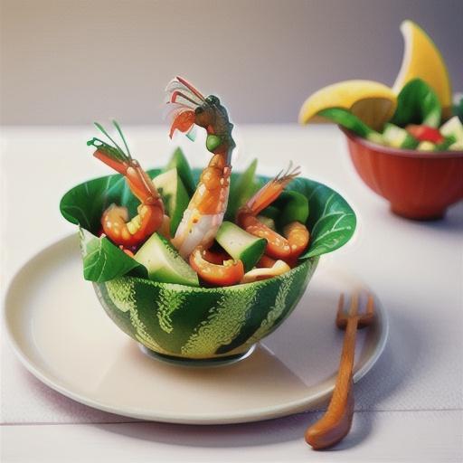 Rockmelon, prawn and avocado salad