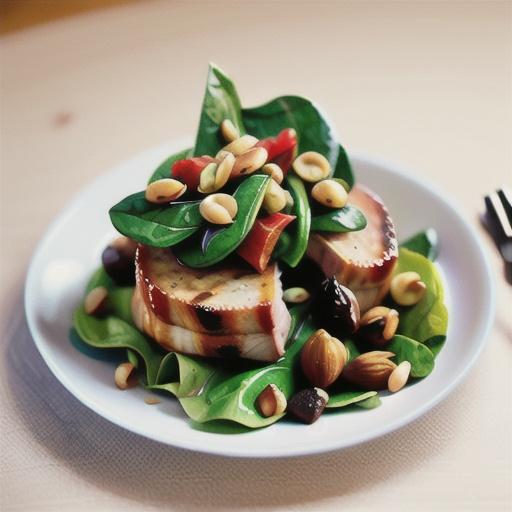Pan-fried pork with spinach, raisins and pine nuts