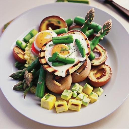 Herby scrambled eggs on char-grilled asparagus