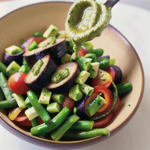 Lamb and green bean salad with pesto dressing