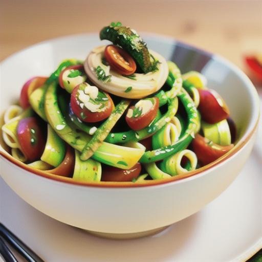 Spaghetti with pesto and smoked chicken