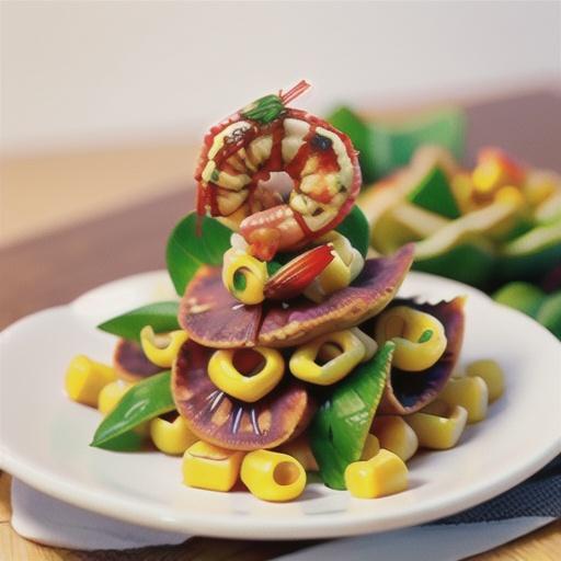 Asian sweet corn noodle cakes with prawns