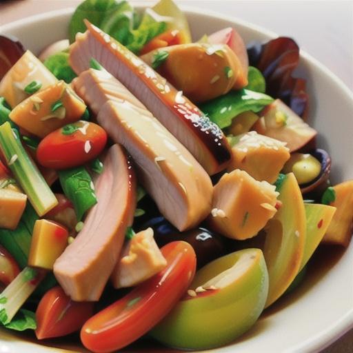 Marinated chicken with Asian-style salad