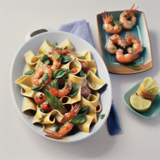 Sizzling prawn pappardelle