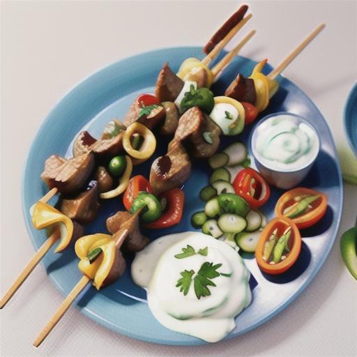 Lamb skewers with tzatziki