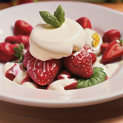 Strawberries with yoghurt, Prosecco and shortbread