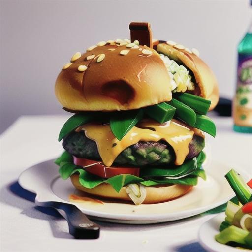 Air Fryer Ramen Bun Burger for One