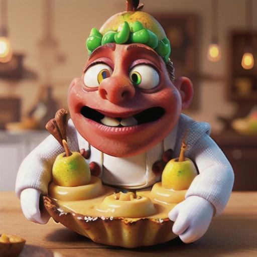 Red & white pear tart with poire william snow custard