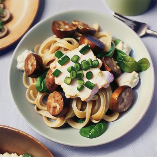 Spinach, Mushroom, and Ricotta Fettuccine