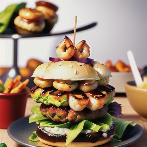 Barbecued prawn cocktail burgers