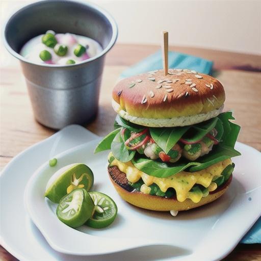 Chickpea burgers with raita