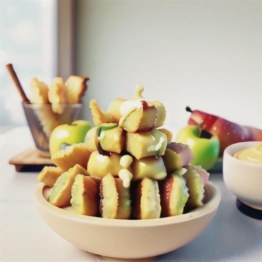 Tempura apples with custard