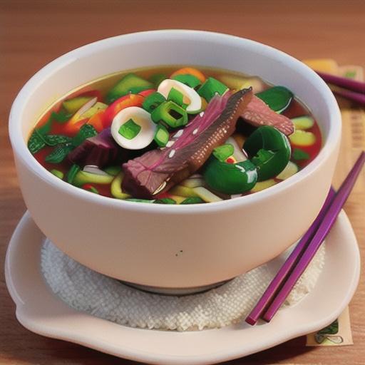 Shredded beef and rice-noodle soup