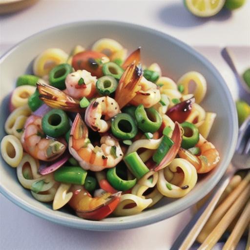 Garlic prawns with risoni, tomato and artichoke