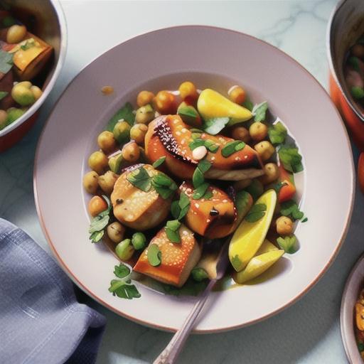 Braised Moroccan chicken with chickpeas