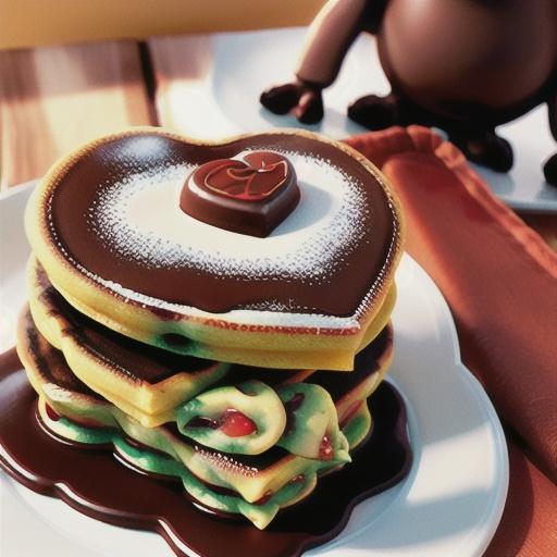 Heart-Shaped Pancakes with Chocolate