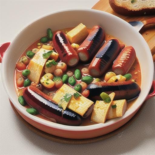 Sausages with tomato and beans