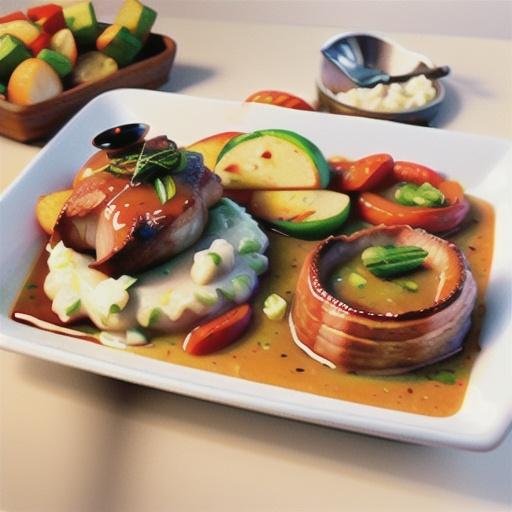 Roast pork with apple and onion