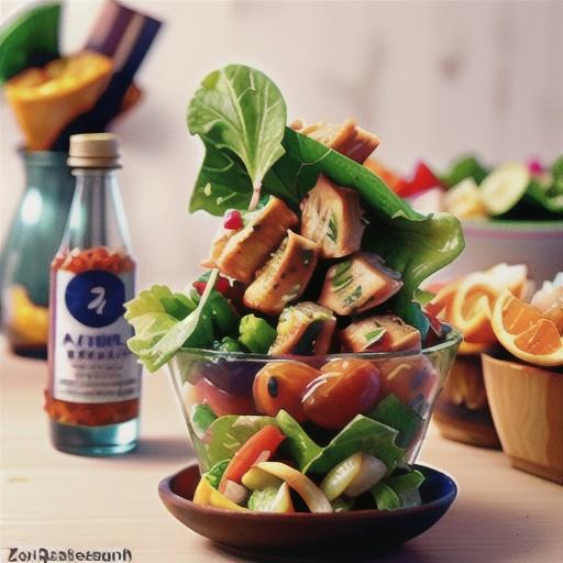 Crispy wonton chicken salad with grapefruit vinaigrette